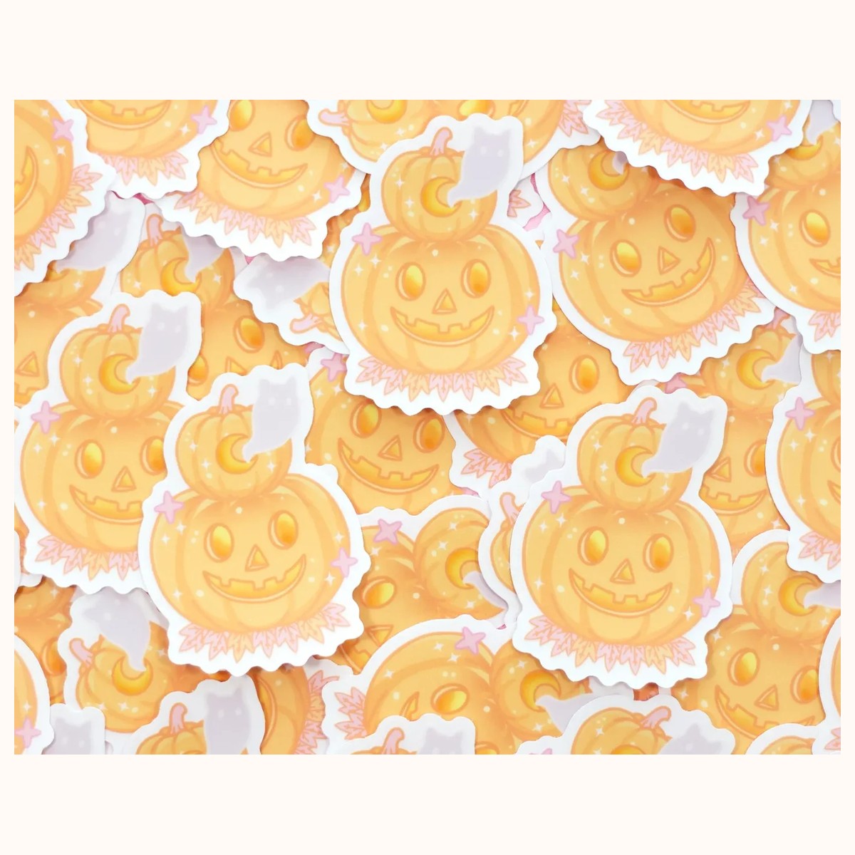 Jack-o-lantern CLEAR Sticker | Cute Aesthetic Waterproof Durable Laptop Sticker view 3