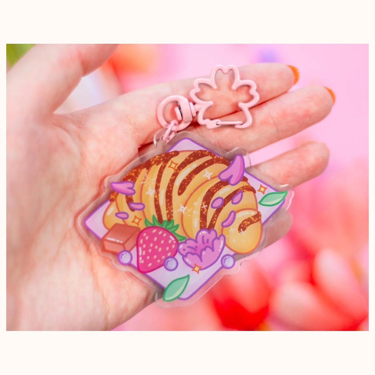 Chocolate Croissant Aesthetic Cute Acrylic Charm Keychain view 2