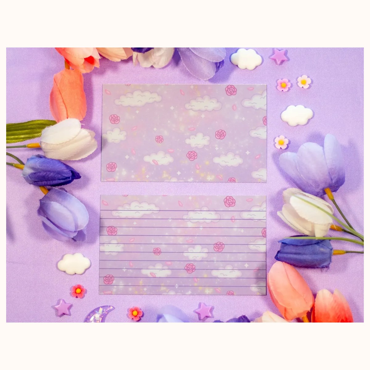 Pastel Academia Note Cards | Kawaii Aesthetic Stationery Index Note Cards by Farouk Book Store