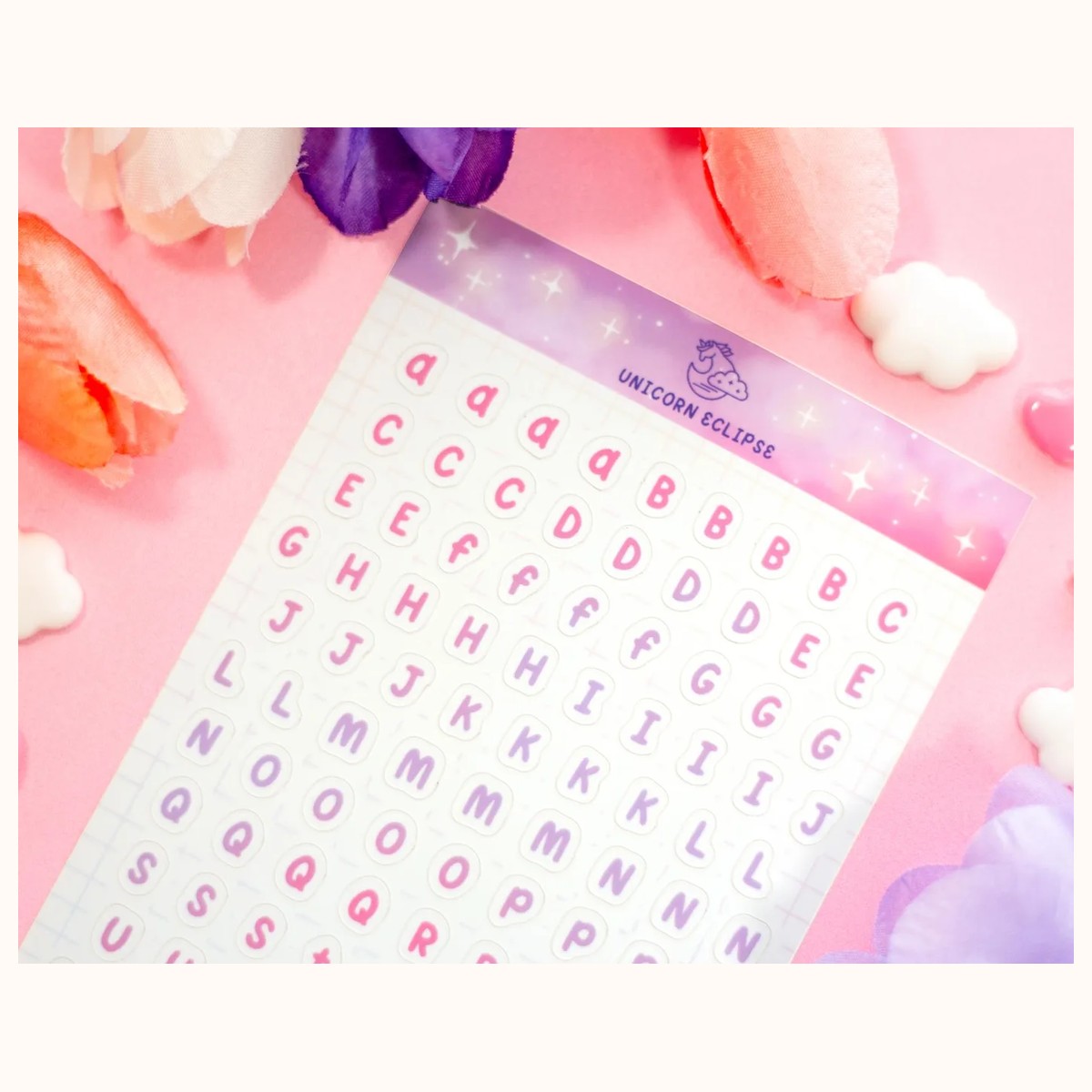 Alphabet Pink Aesthetic Matte Sticker Sheet view 2