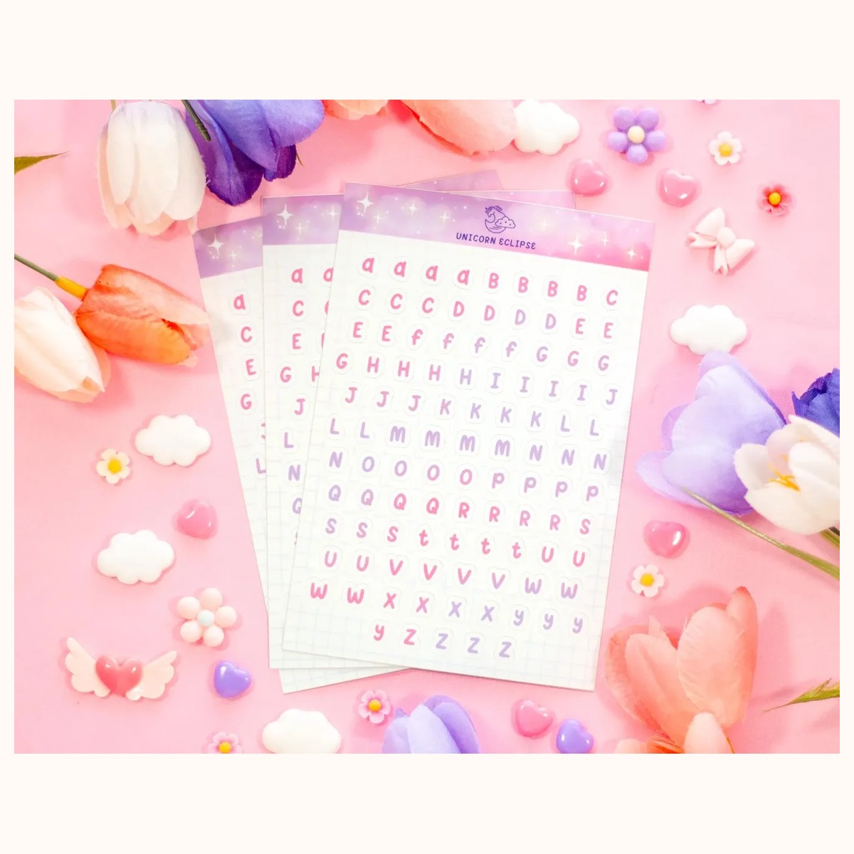 Alphabet Pink Aesthetic Matte Sticker Sheet view 3