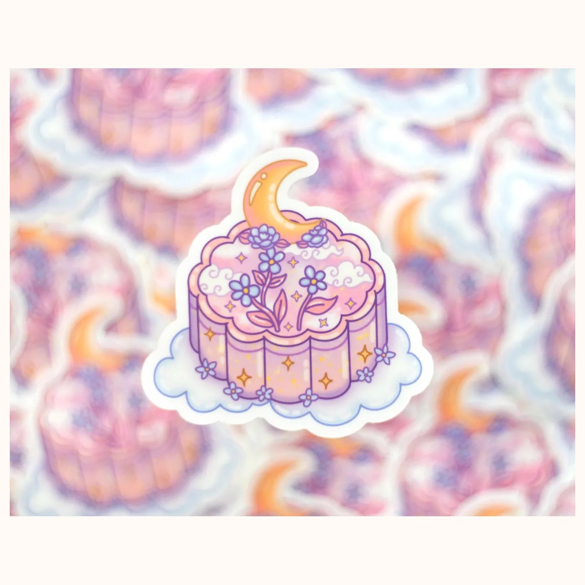 Mooncake Vinyl Waterproof Sticker view 2