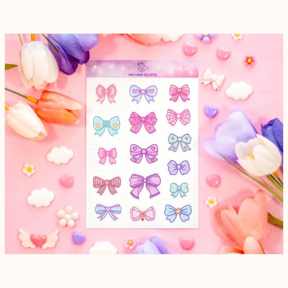 Bows Aesthetic Matte Sticker Sheet, stickers from Farouk Book Store
