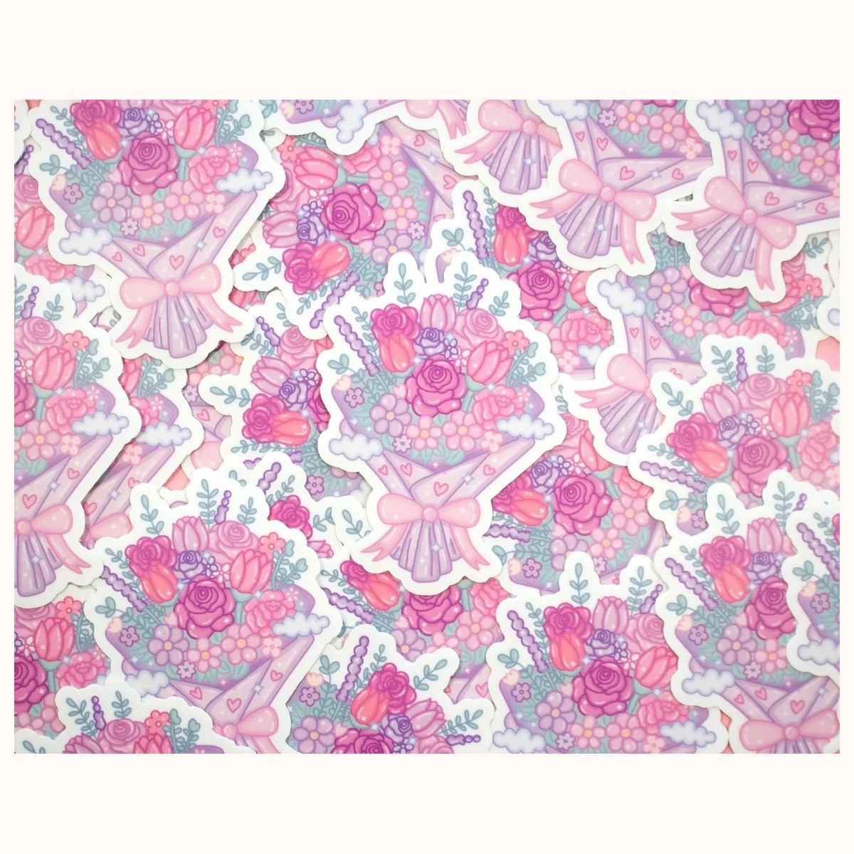 Flower Bouquet Cute Aesthetic Vinyl Sticker view 3