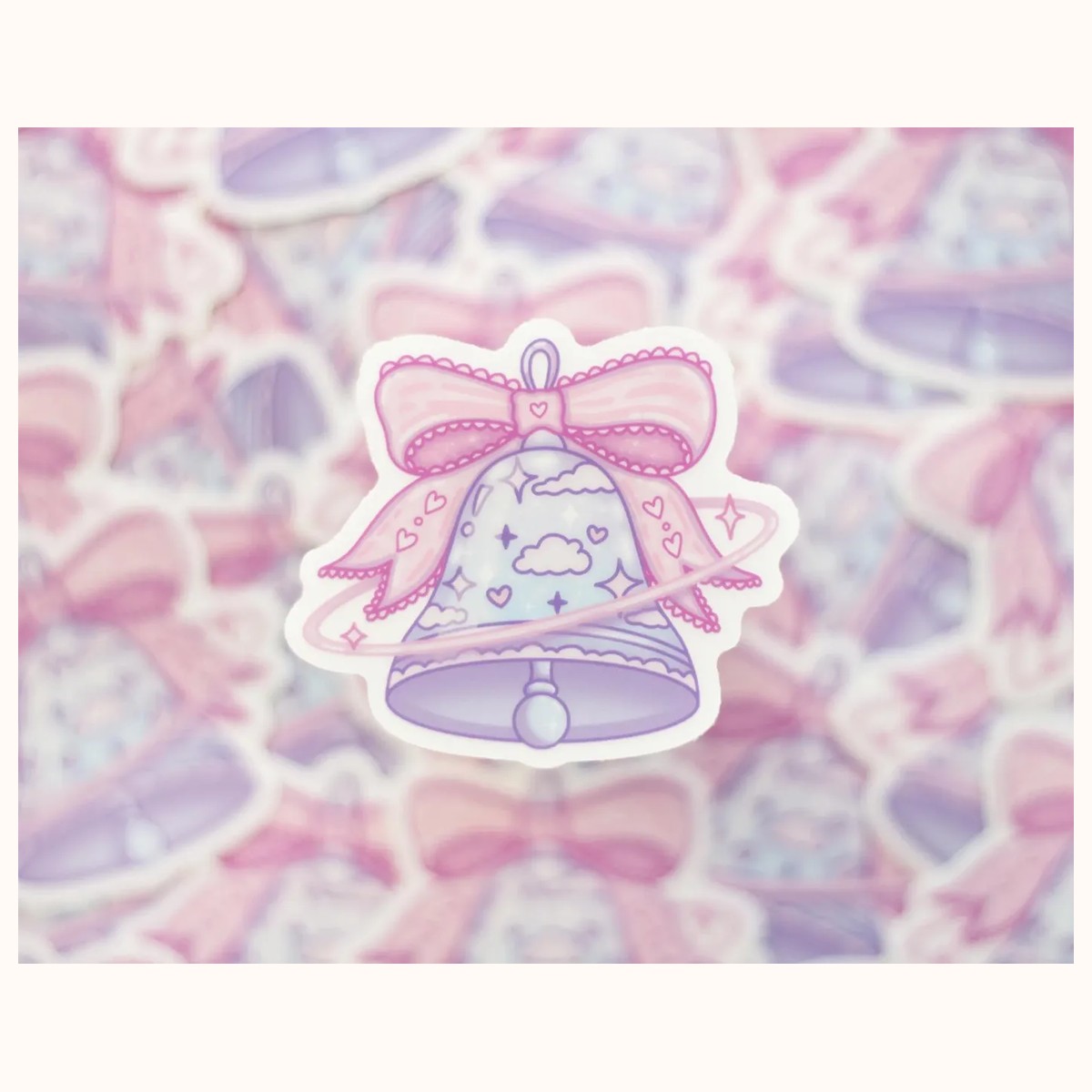 Coquette Bell CLEAR Sticker | Cute Aesthetic Waterproof Durable Laptop Sticker view 3