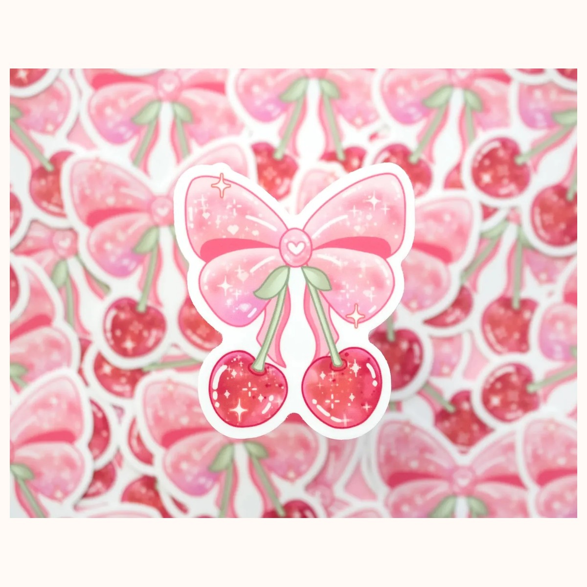 Cherries Cute Aesthetic Vinyl Sticker view 2