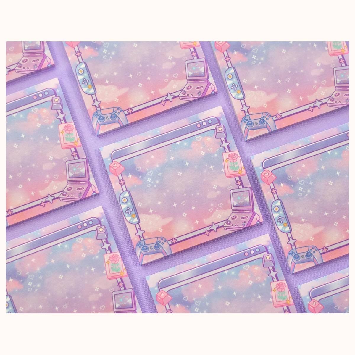 Game Time Aesthetic Sticky Note Memo Pad | Kawaii Aesthetic view 3