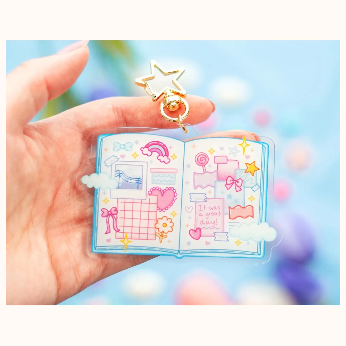 Journal Aesthetic Cute Acrylic Charm Keychain view 2