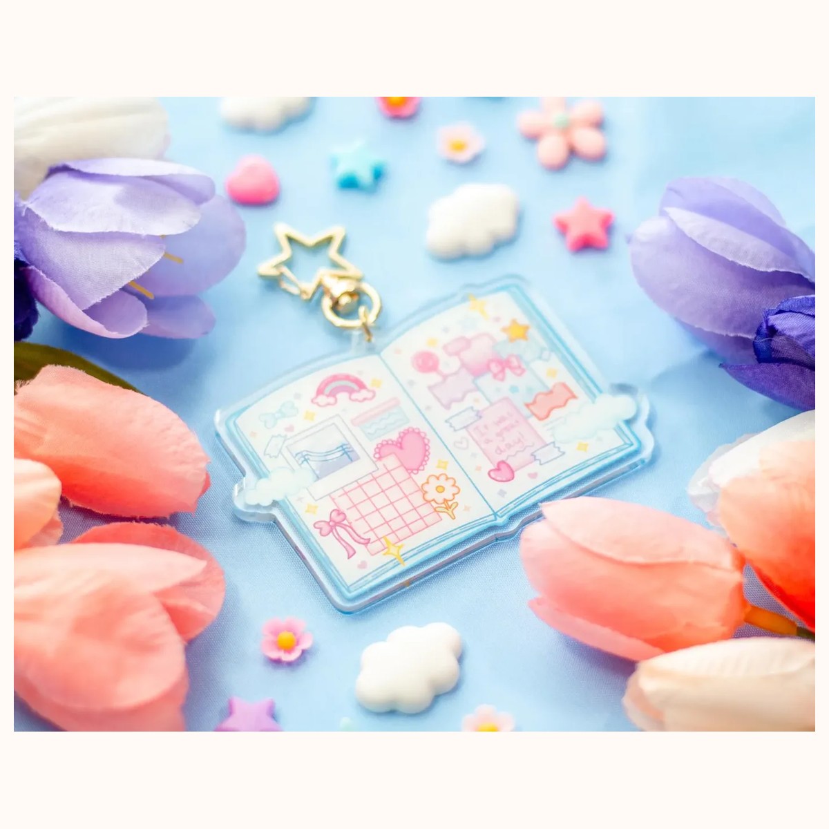 Journal Aesthetic Cute Acrylic Charm Keychain view 3