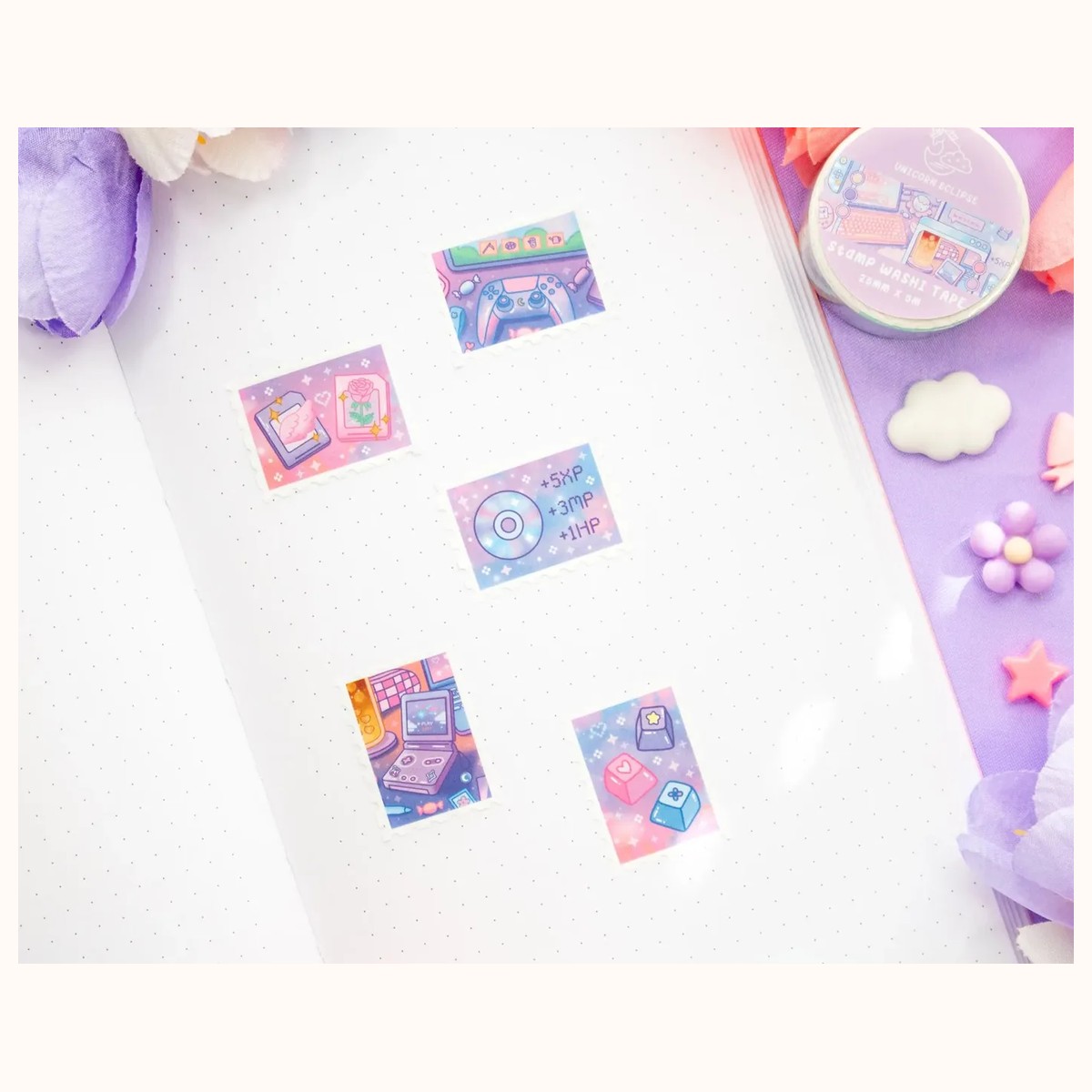 Game Time Stamp Washi Tape | Aesthetic Kawaii Cute Stationery view 4