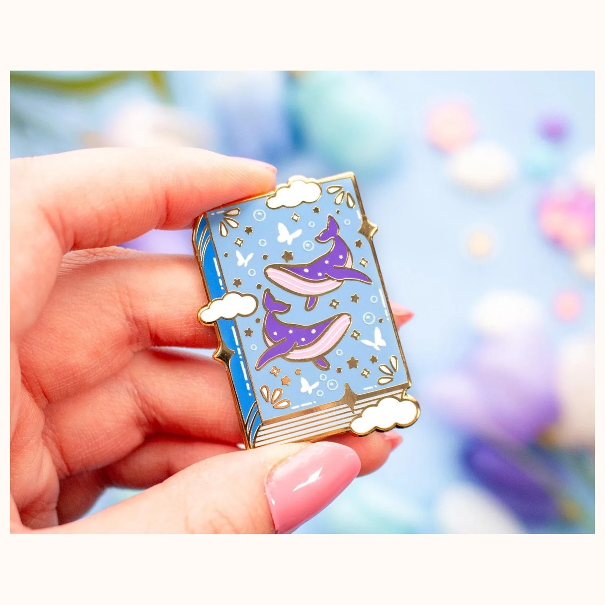 Whale Book Enamel Pin view 2