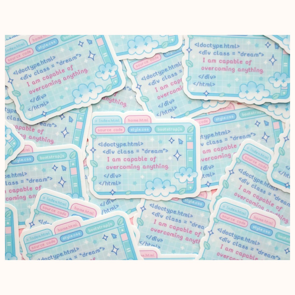 Coding Affirmation STEM Aesthetic Cute Vinyl Sticker view 3
