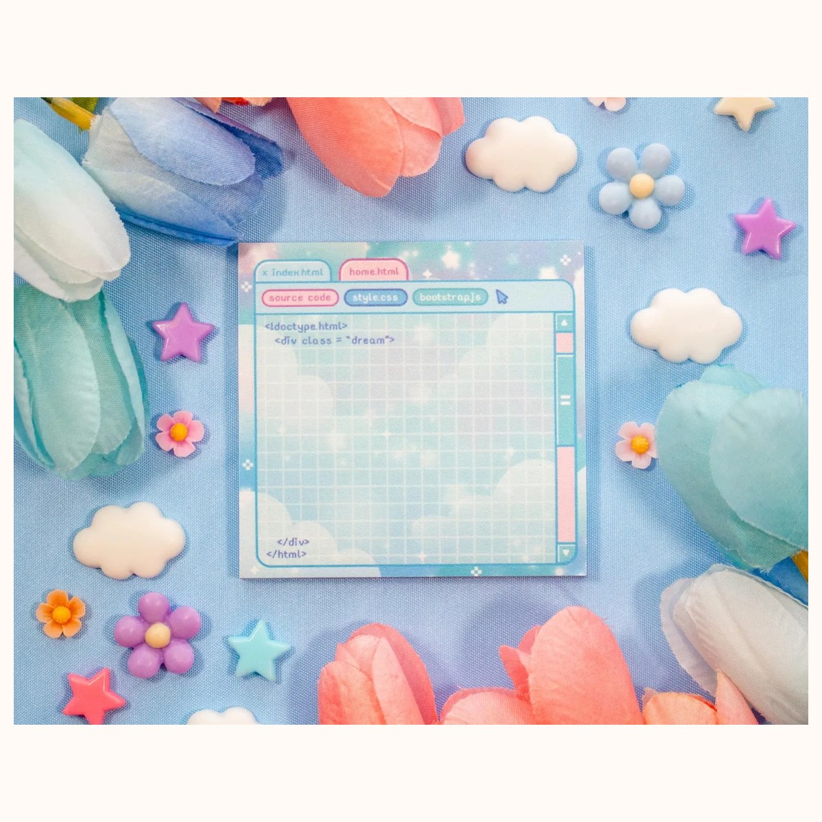 Soft Systems Coding STEM Aesthetic Sticky Note Memo Pad | Kawaii Aesthetic, notepads from Farouk Book Store