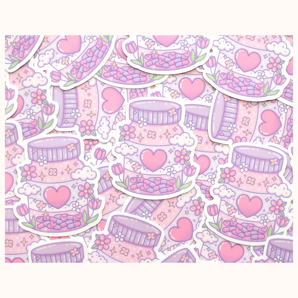 Pill Bottle Aesthetic Cute Vinyl Sticker view 2