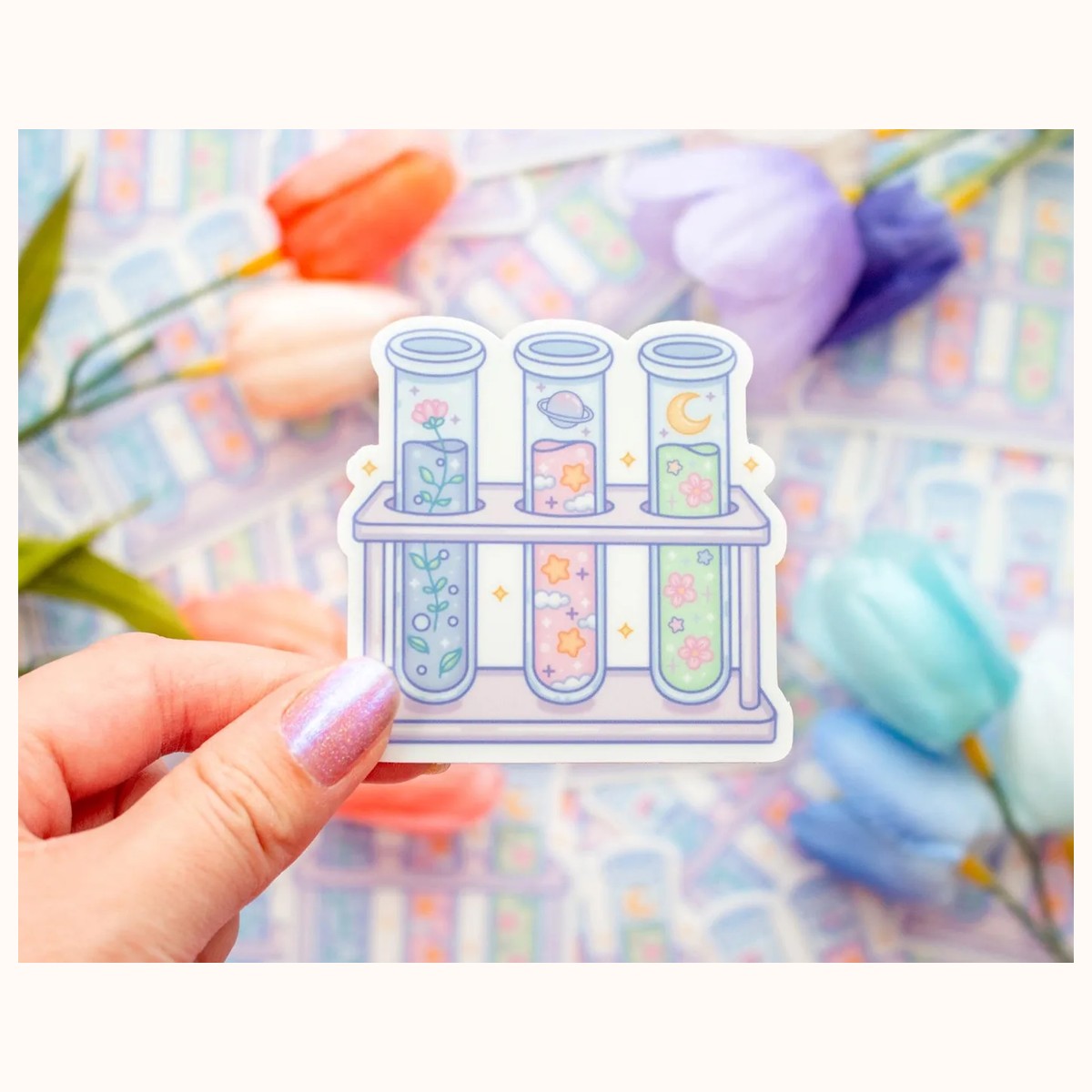 Test Tubes Aesthetic Cute Vinyl Sticker, stickers from Farouk Book Store