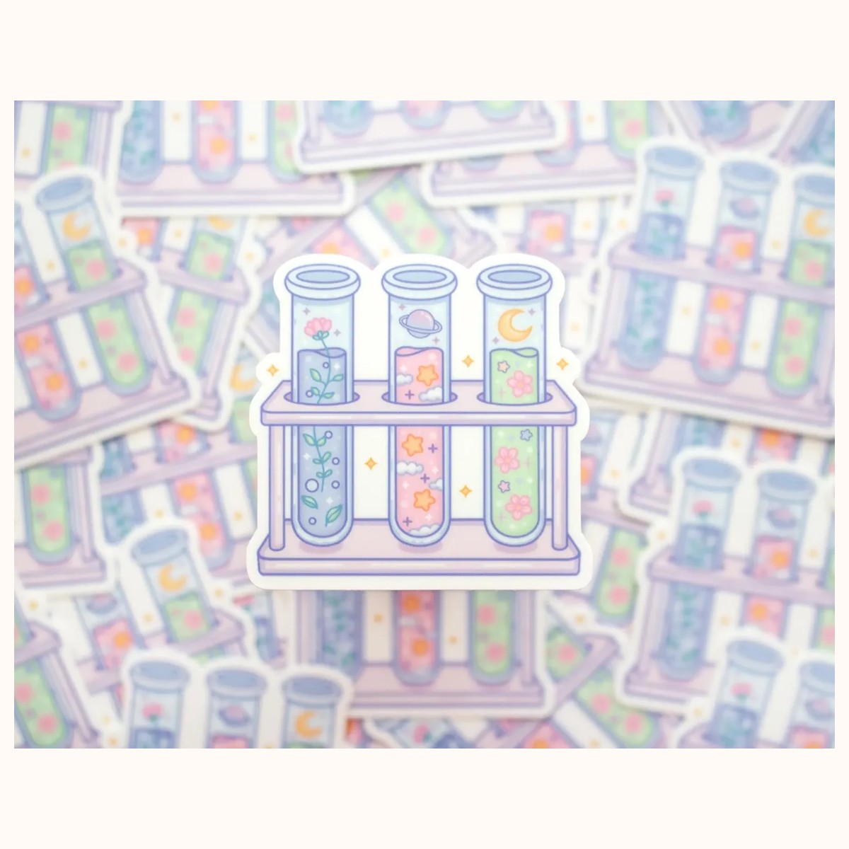 Test Tubes Aesthetic Cute Vinyl Sticker view 2