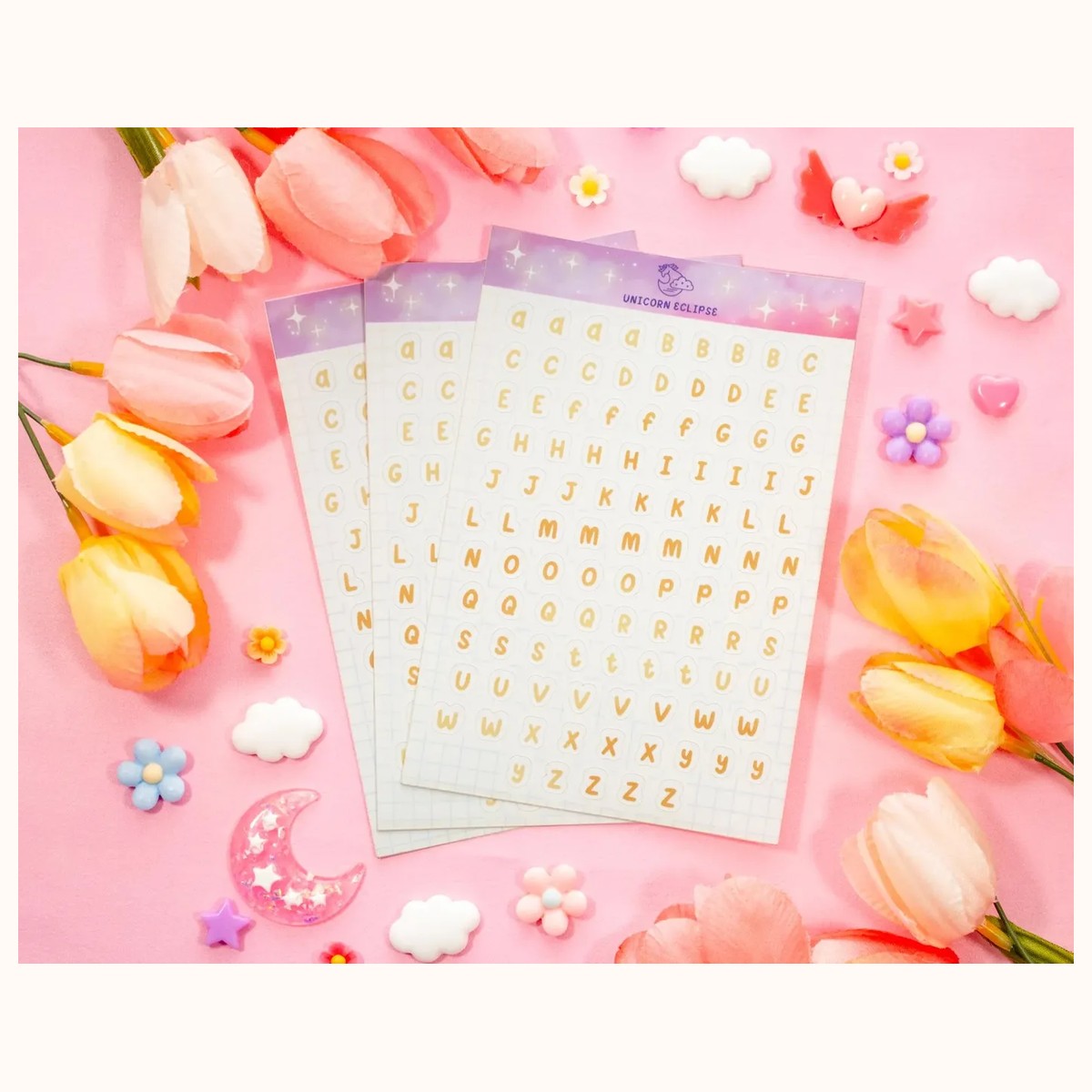 Alphabet (yellow) Aesthetic Matte Sticker Sheet view 3