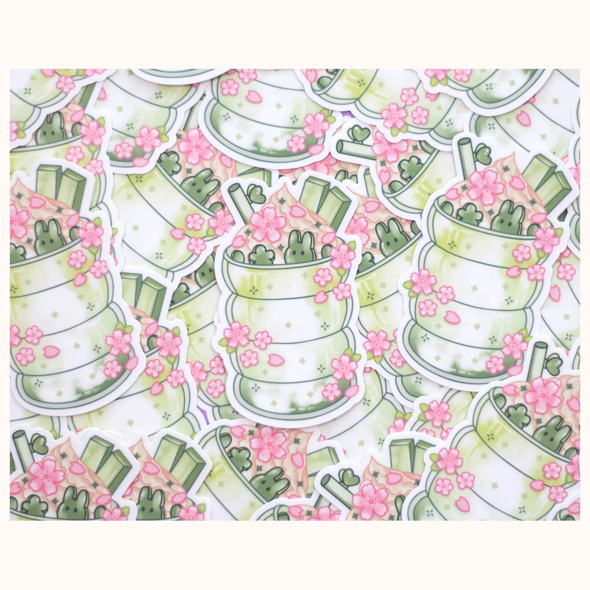 Iced Matcha Cute Vinyl Waterproof Sticker | Kawaii Aesthetic view 3