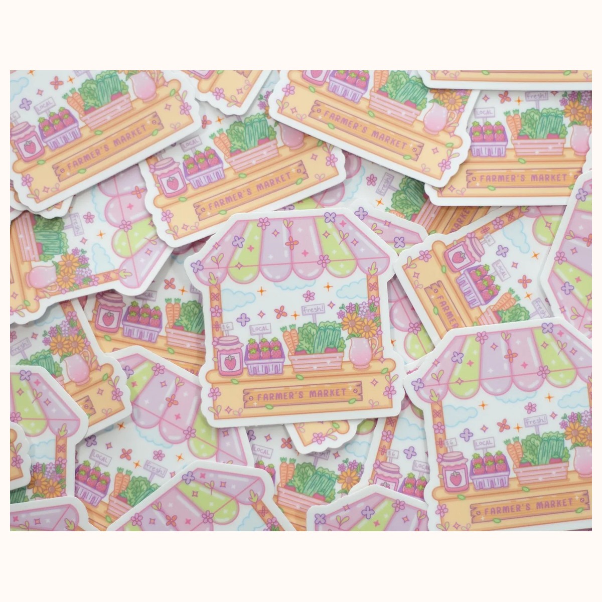 Farmers Market Stall Sticker | Cute Aesthetic Waterproof Durable Laptop Sticker view 2