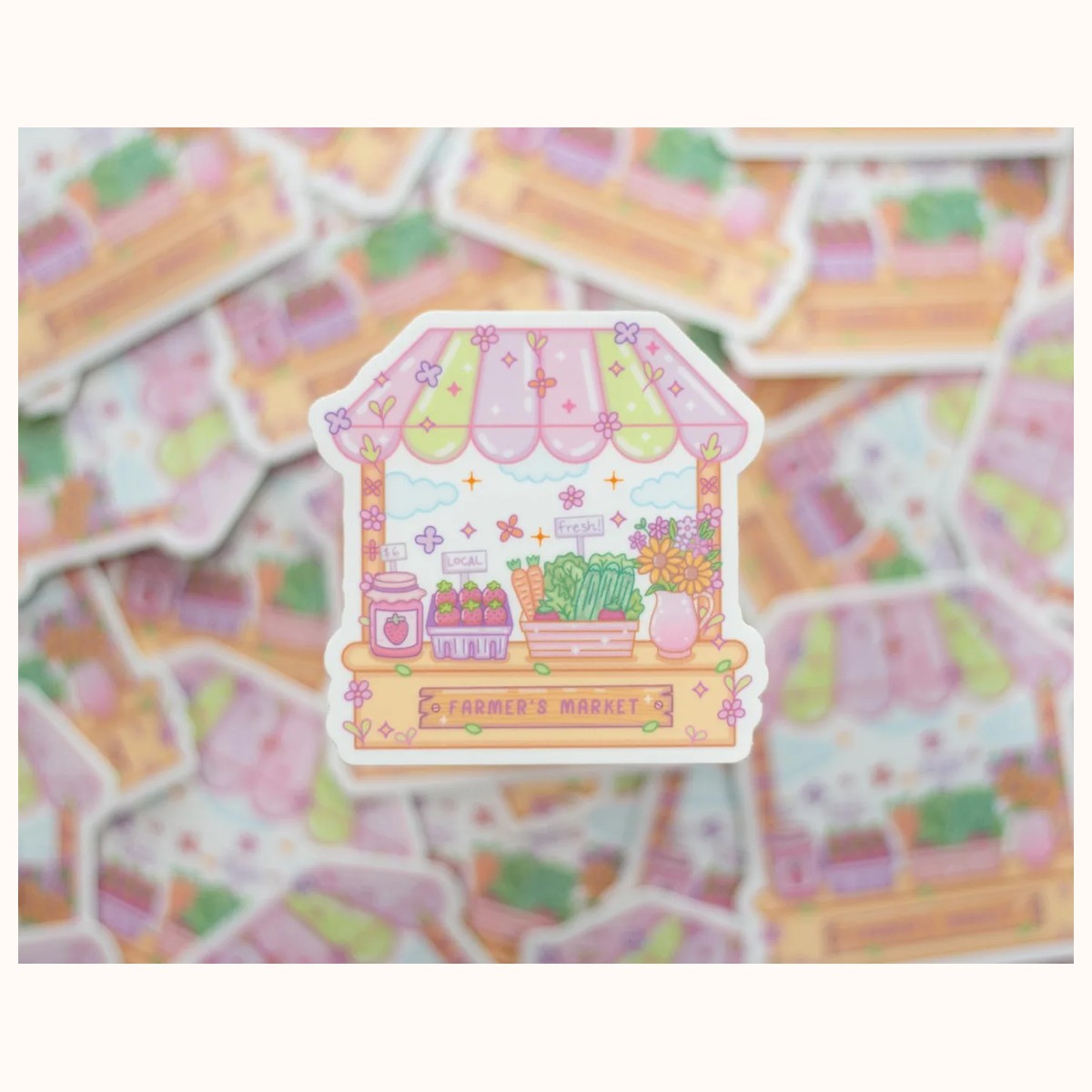 Farmers Market Stall Sticker | Cute Aesthetic Waterproof Durable Laptop Sticker view 3