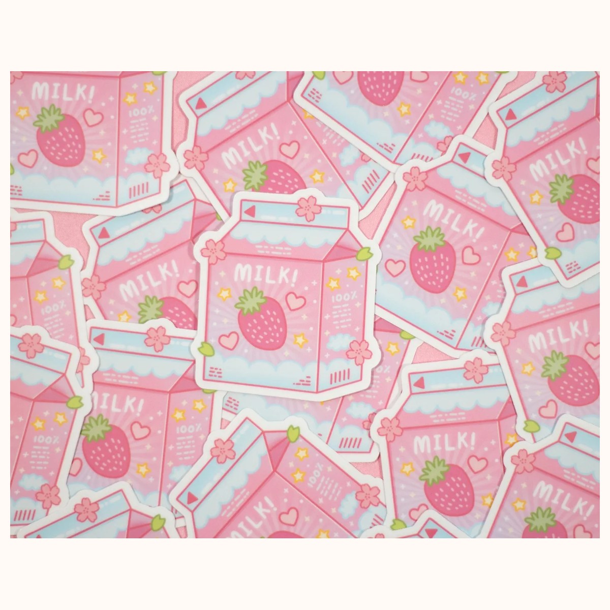 Strawberry Milk Sticker | Cute Aesthetic Waterproof Durable Laptop Sticker view 2