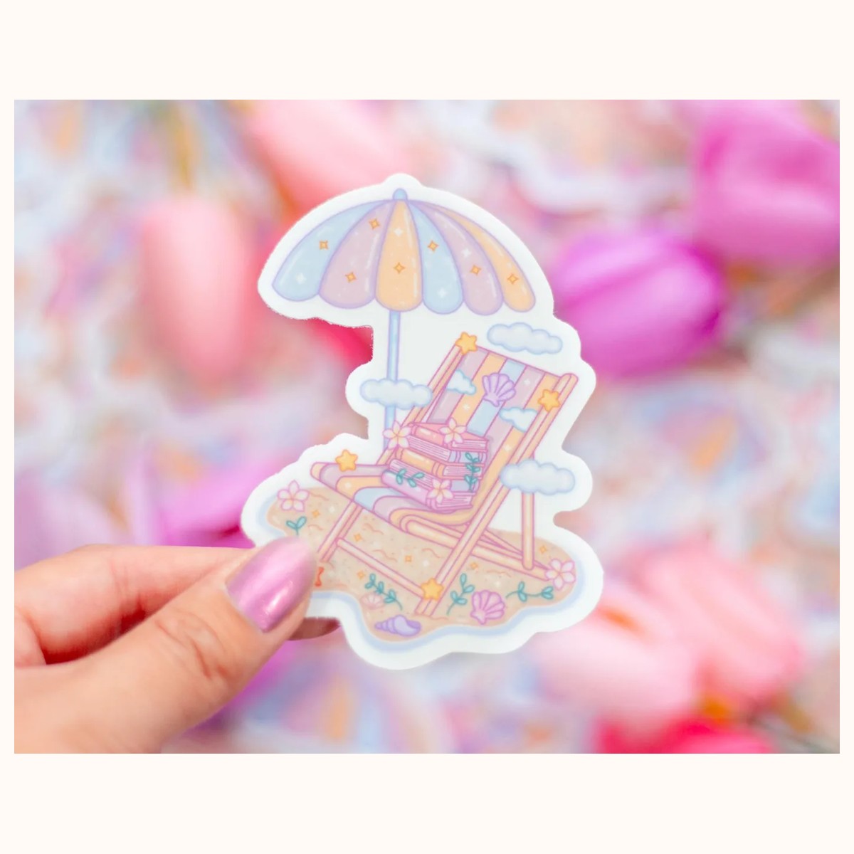 Beach Chair Sticker | Cute Aesthetic Waterproof Durable Laptop Sticker, stickers from Farouk Book Store