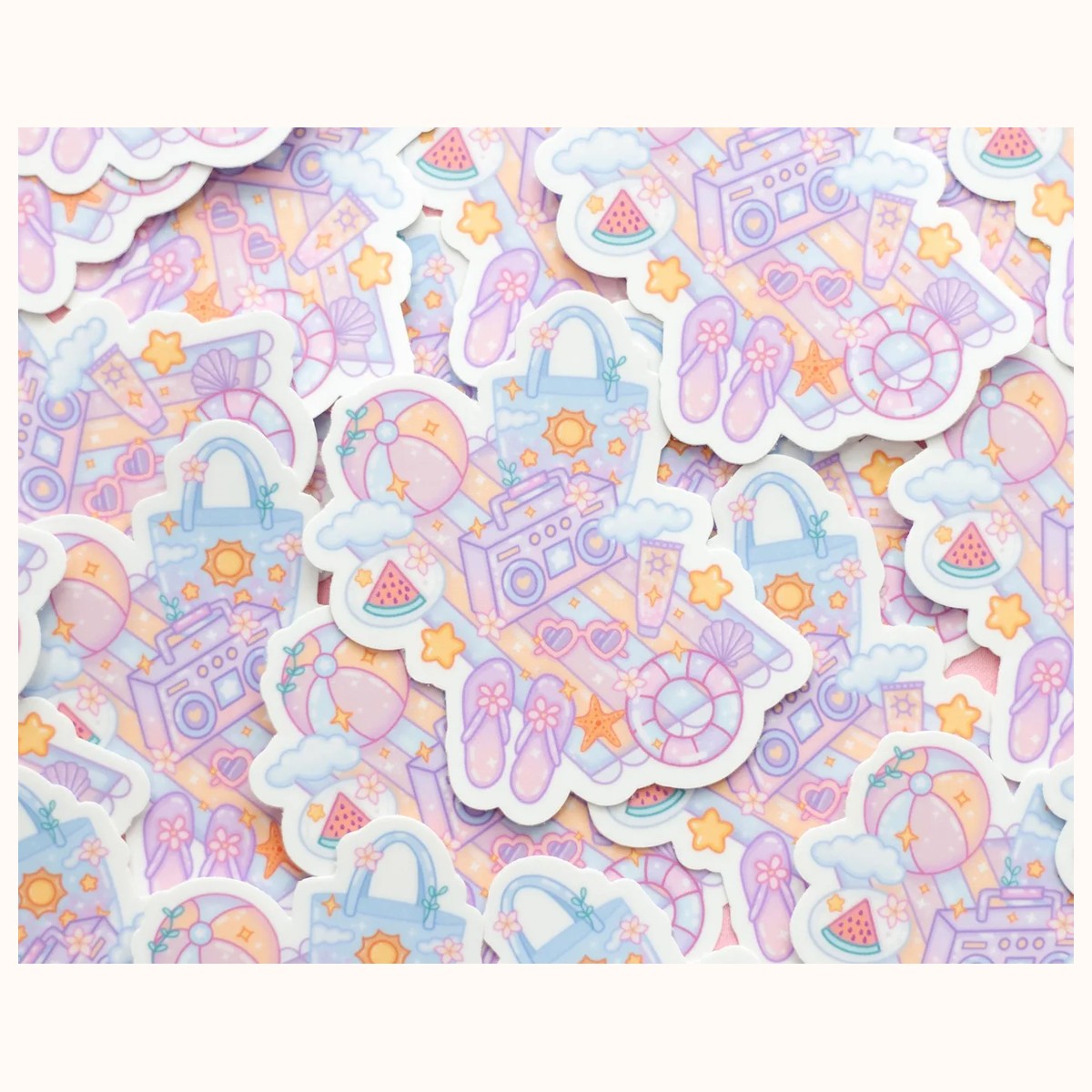 Beach Towel Sticker | Cute Aesthetic Waterproof Durable Laptop Sticker view 2