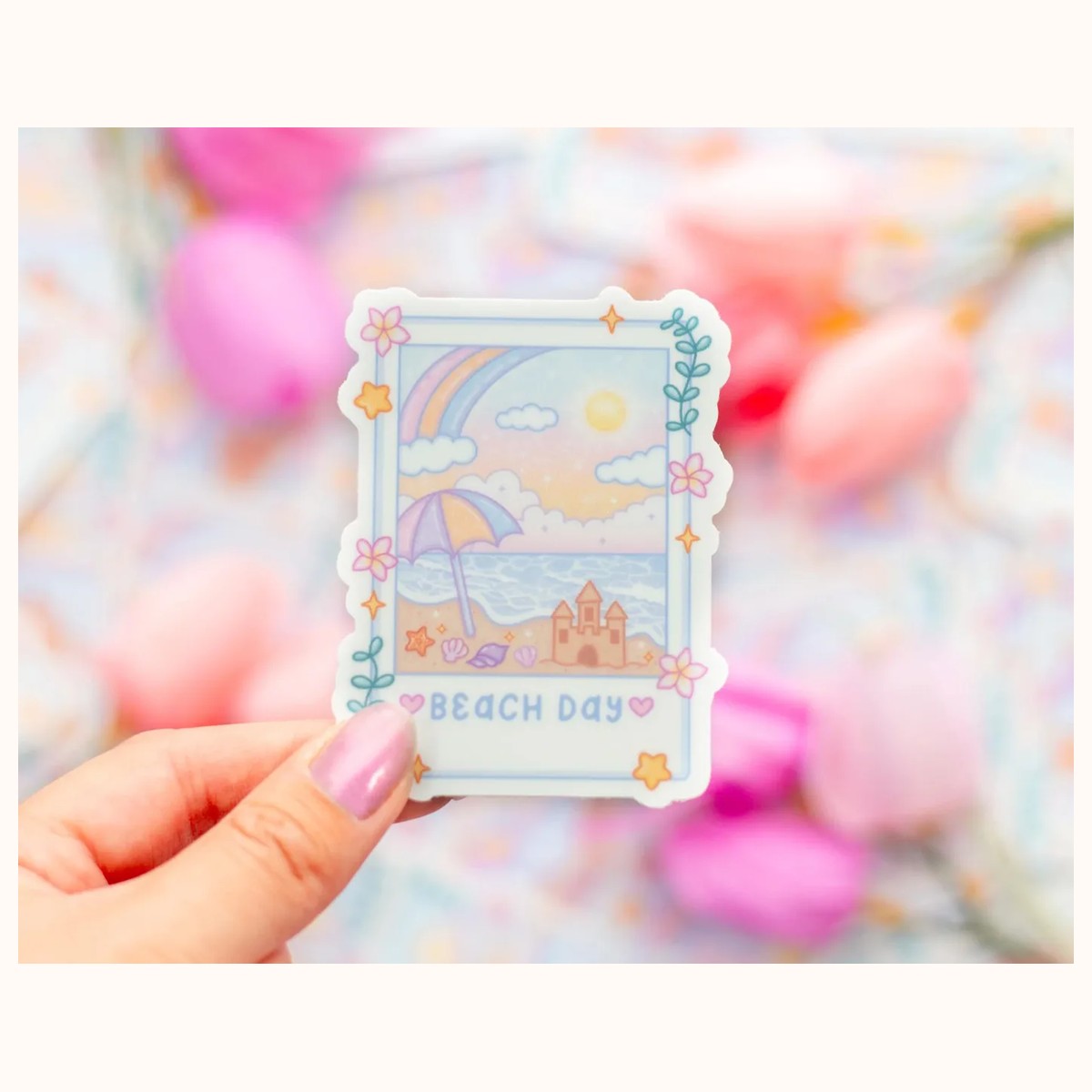 Beach Day Photograph Sticker | Cute Aesthetic Waterproof Durable Laptop Sticker, stickers from Farouk Book Store