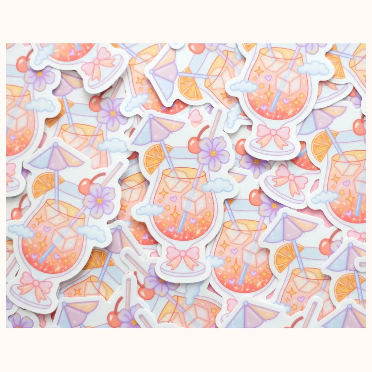 Beach Cocktail Sticker | Cute Aesthetic Waterproof Durable Laptop Sticker view 2