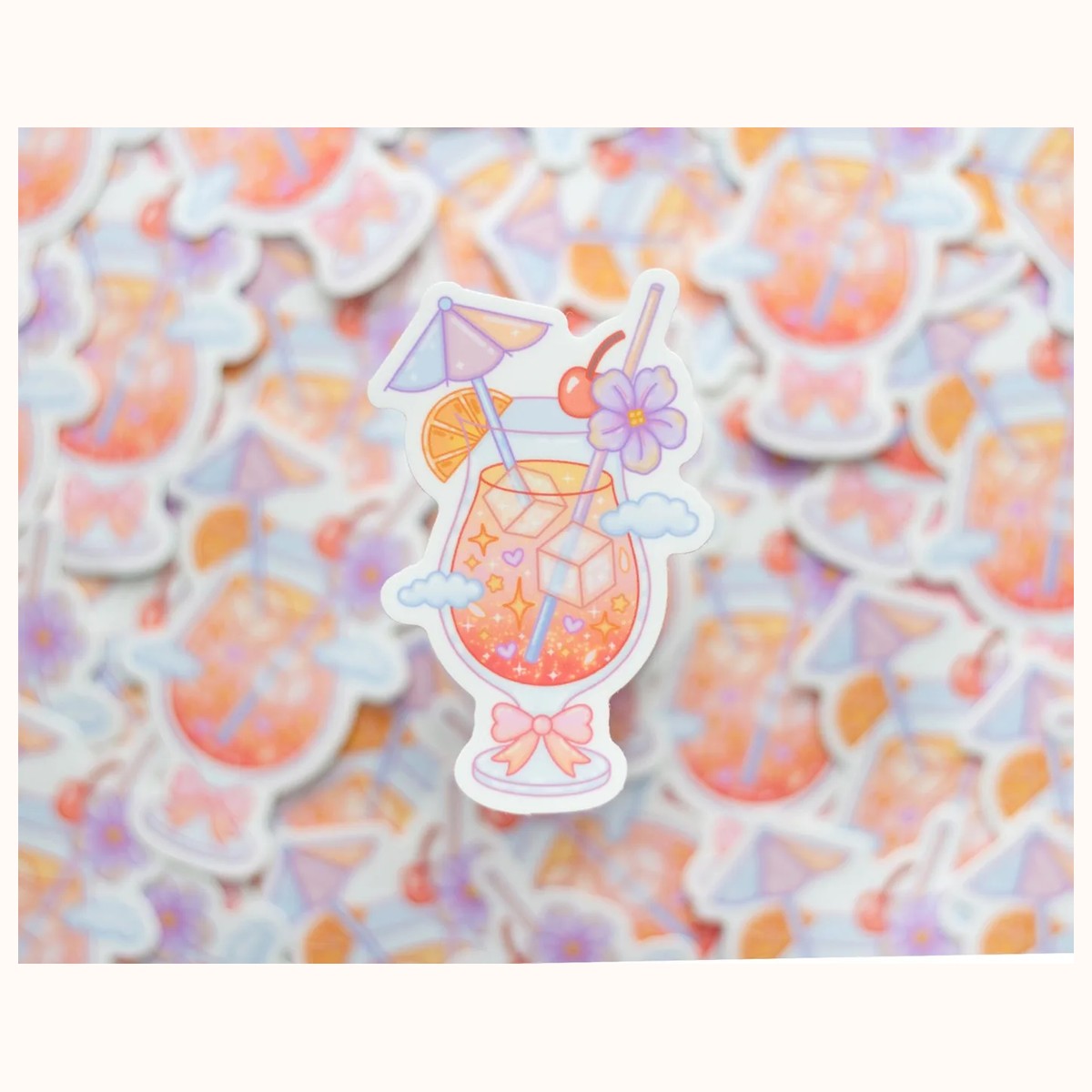 Beach Cocktail Sticker | Cute Aesthetic Waterproof Durable Laptop Sticker view 3