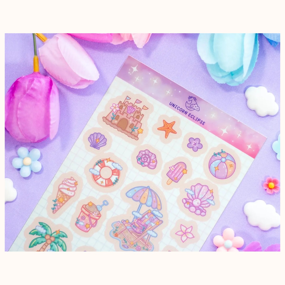 Beach Aesthetic Cute Sticker Sheet view 2