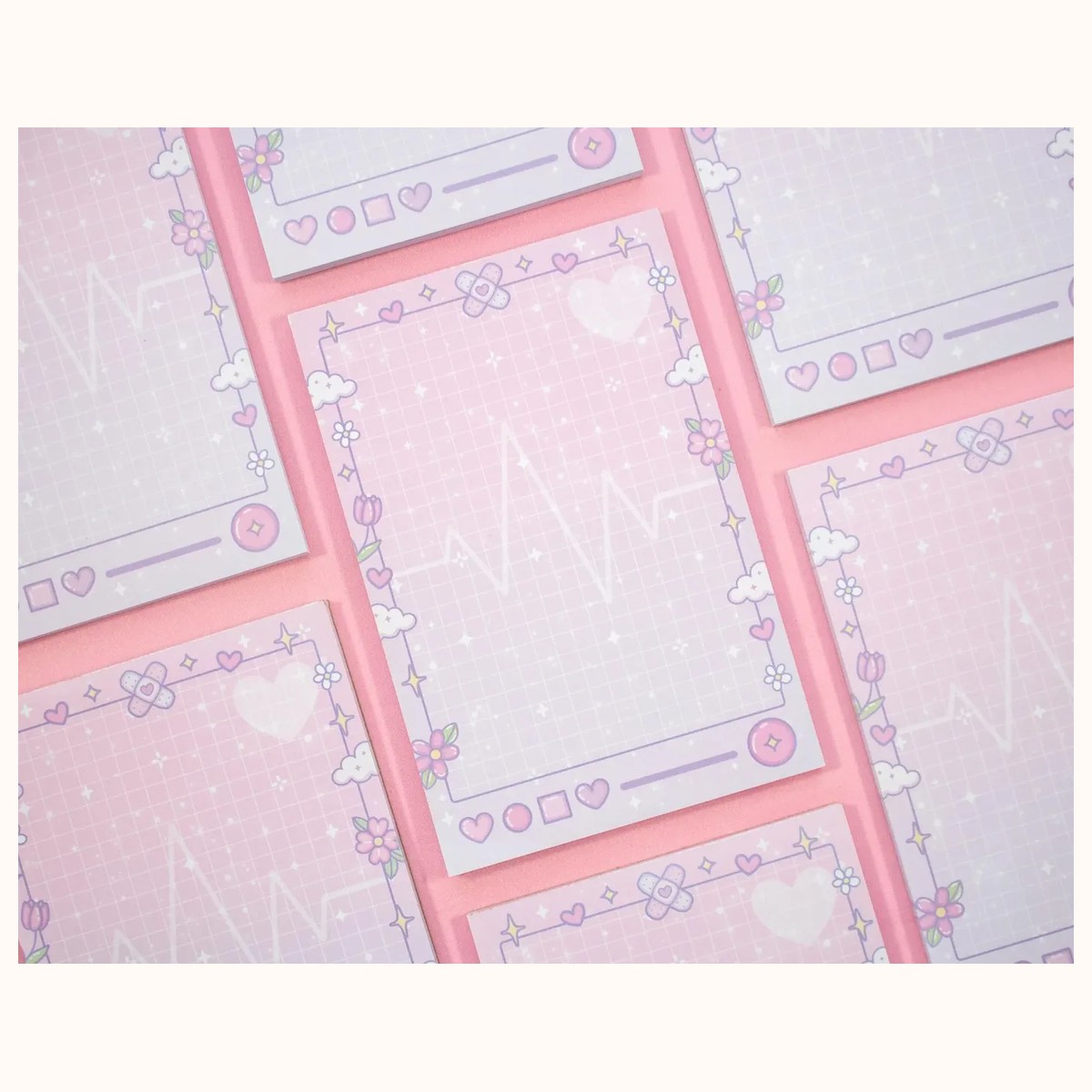 Healing Hearts Notepad | Cute Dreamy Kawaii Aesthetic Stationery Memo Pad view 3