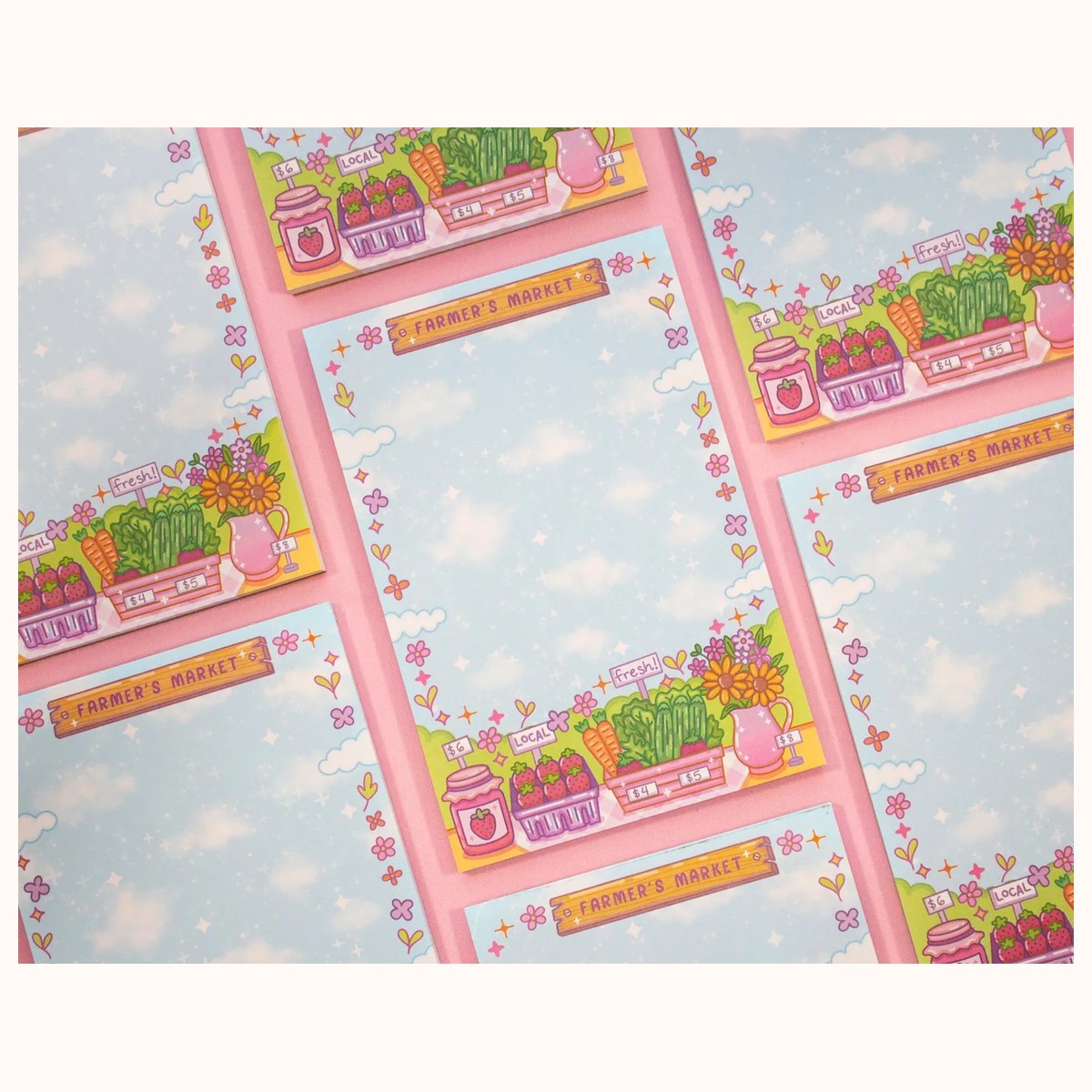 Farmers Market Notepad | Cute Dreamy Kawaii Aesthetic Stationery Memo Pad view 3