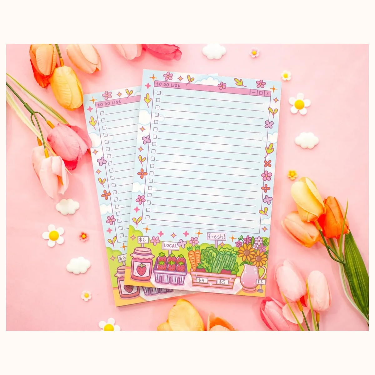 Farmers Market to Do List Planner Pad | Kawaii Art Aesthetic Stationery view 3