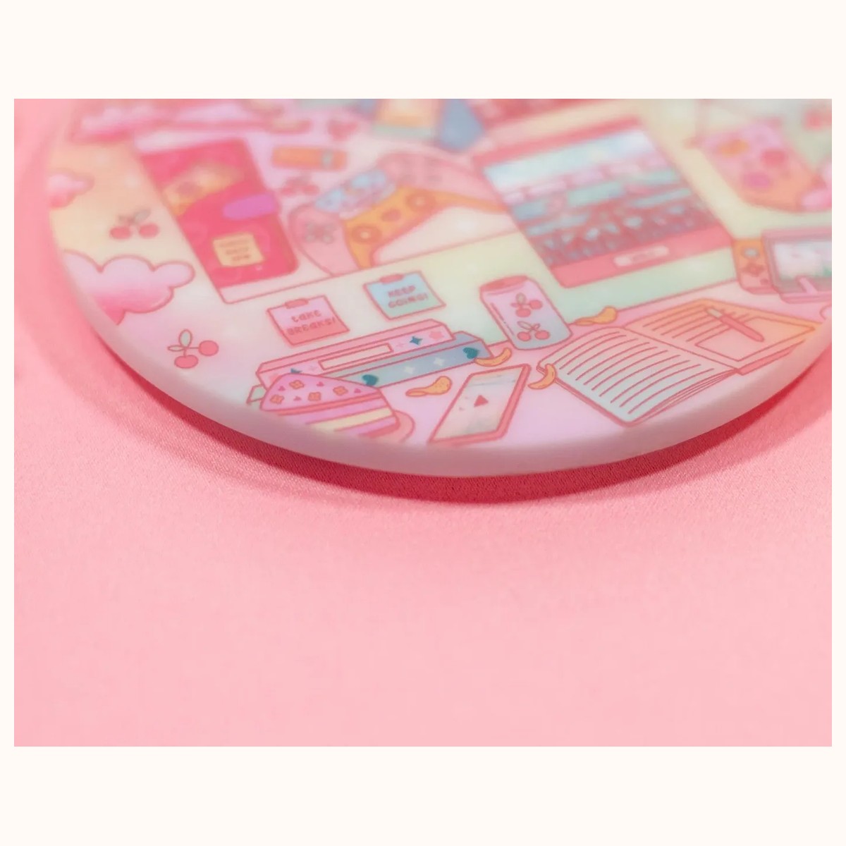 Study Break Acrylic Coaster | Kawaii Drinks Coaster Home Decor Accessories view 4