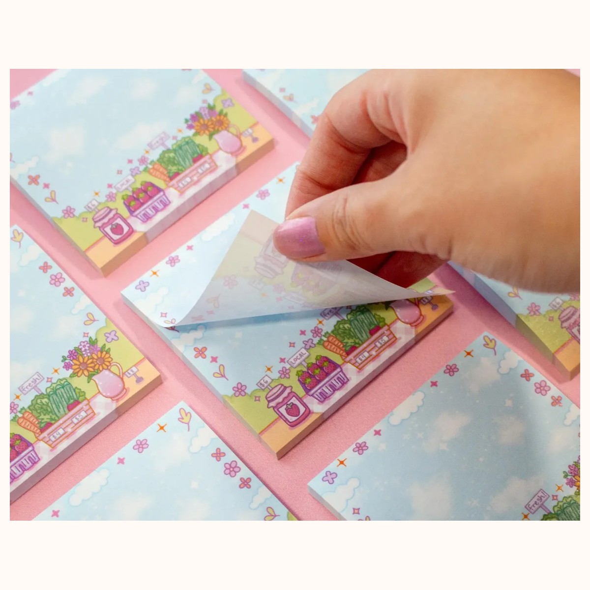 Farmers Market Aesthetic Sticky Note Memo Pad | Kawaii Aesthetic view 2