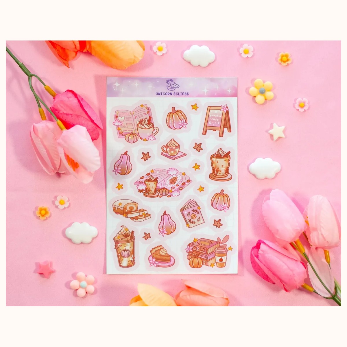 Pumpkin Cafe Sticker Sheet | Planner Stickers, Decorative Stickers, stickers from Farouk Book Store