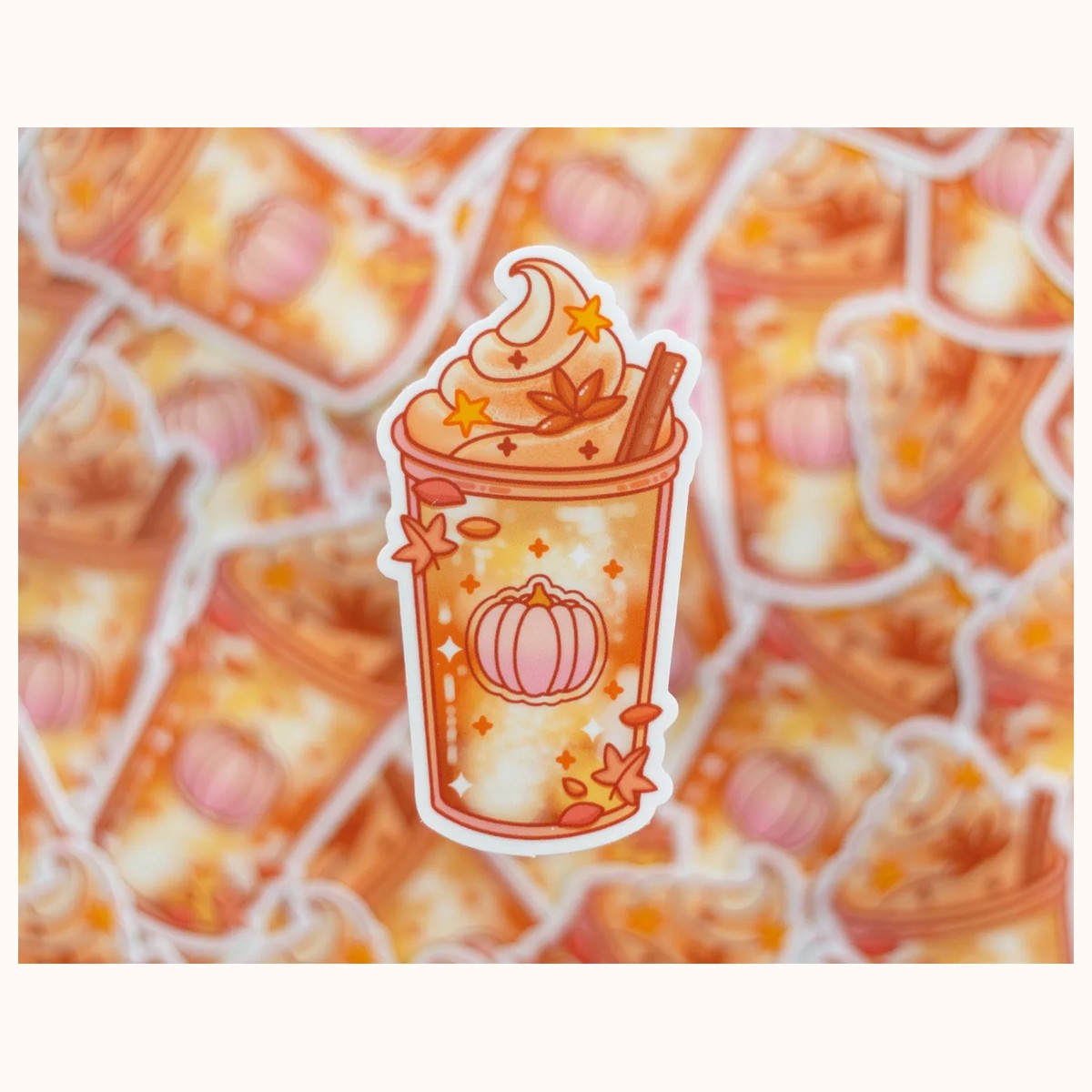 Iced Pumpkin Spice Latte Aesthetic Cute Vinyl Sticker view 2