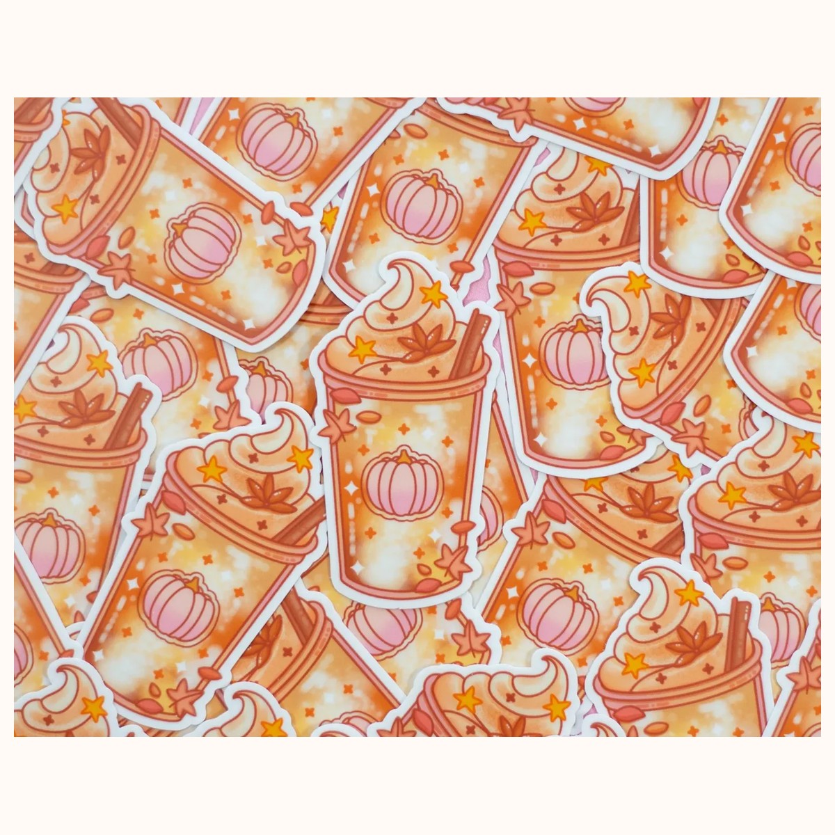 Iced Pumpkin Spice Latte Aesthetic Cute Vinyl Sticker view 3