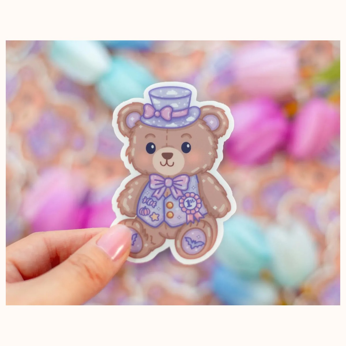 Midnight Carnival Teddy Bear Aesthetic Cute Vinyl Sticker, stickers from Farouk Book Store