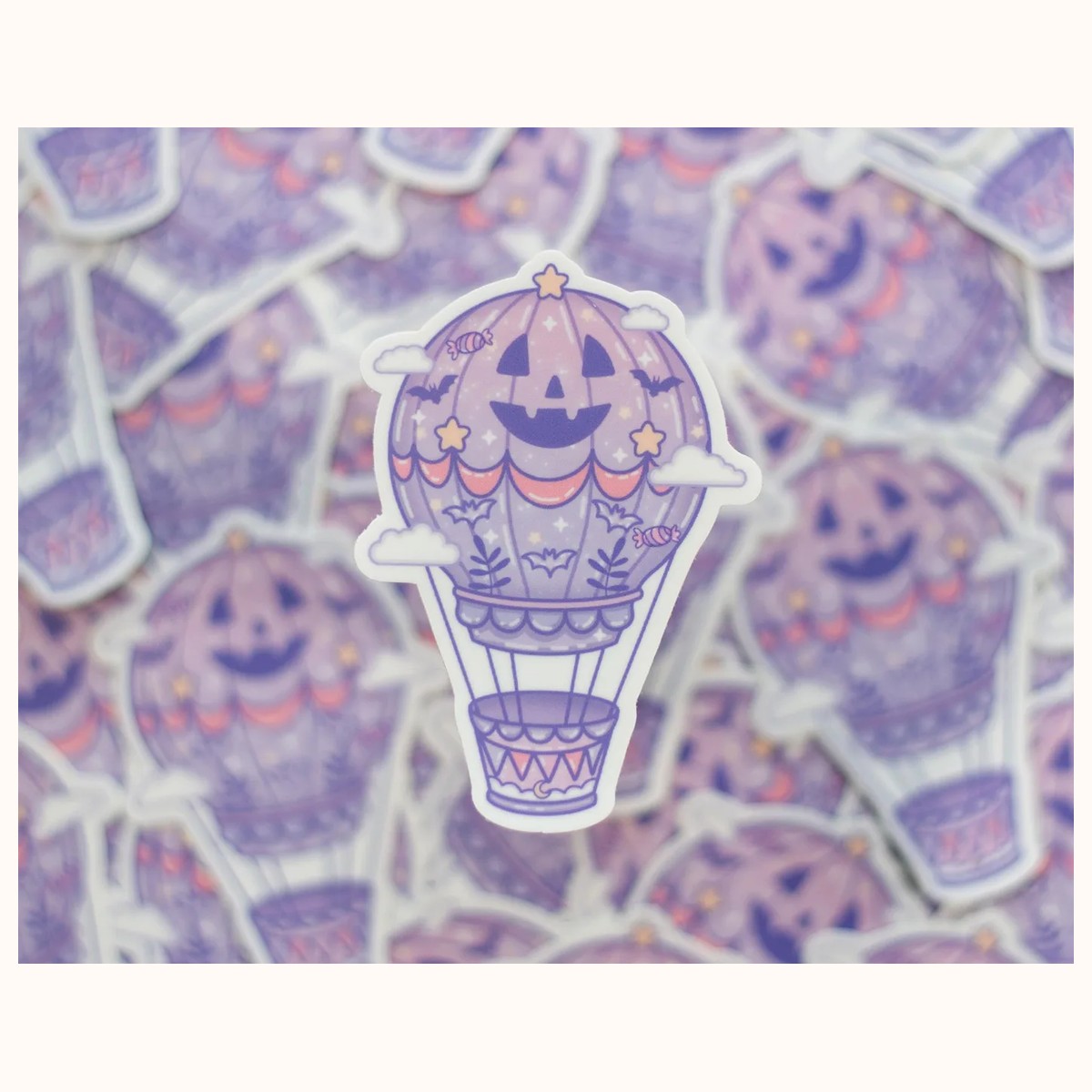 Midnight Hot Air Balloon Aesthetic Cute Vinyl Sticker view 2