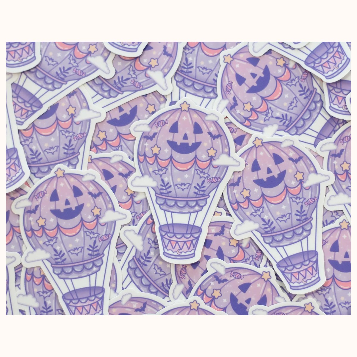 Midnight Hot Air Balloon Aesthetic Cute Vinyl Sticker view 3