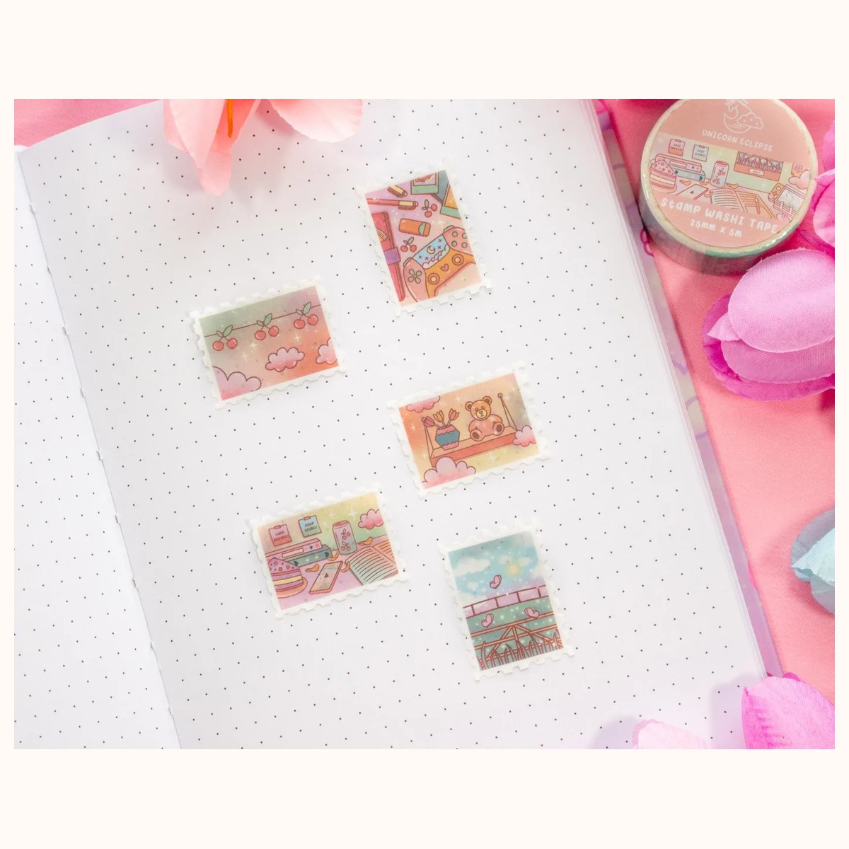 Study Break Stamp Washi Tape | Aesthetic Kawaii Cute Stationery view 2