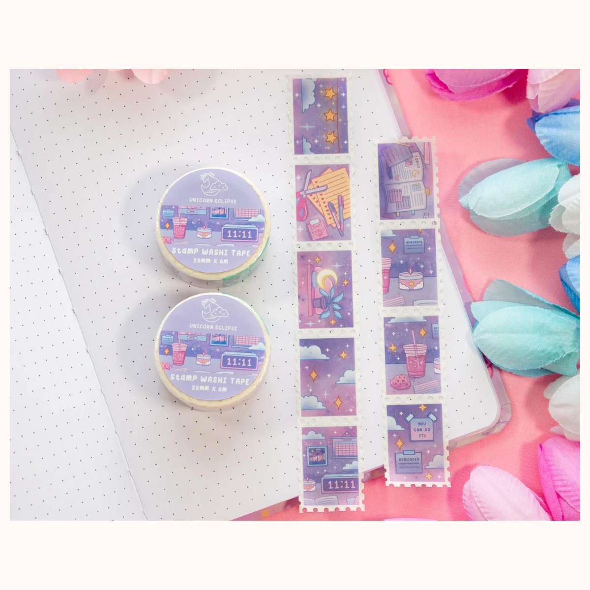 Study Night Stamp Washi Tape | Aesthetic Kawaii Cute Stationery view 3