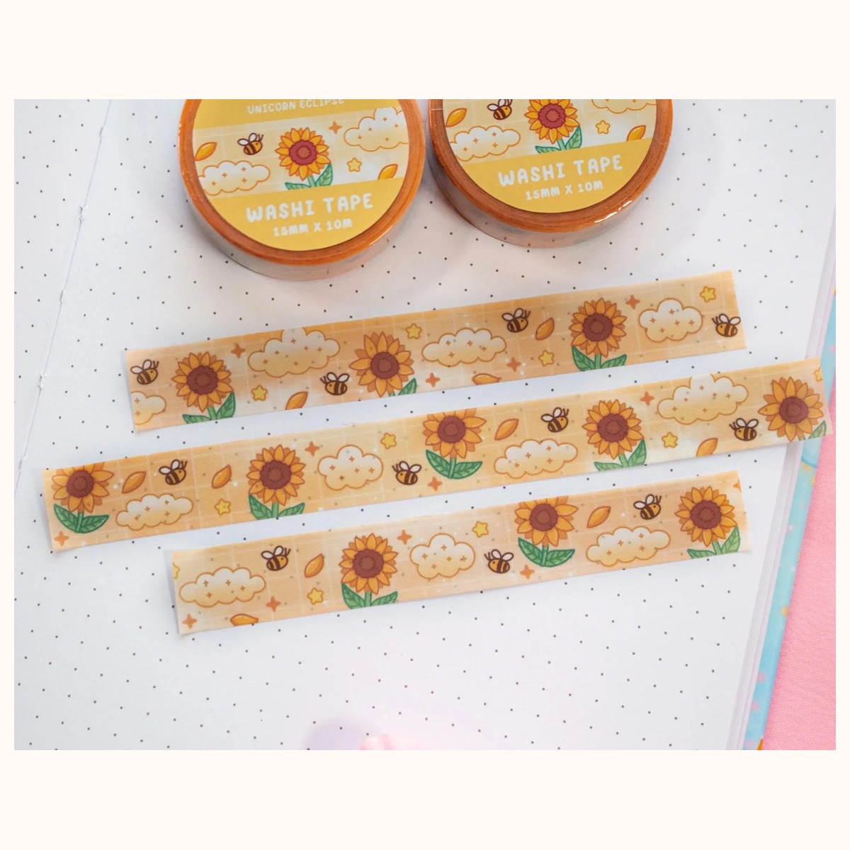 Sunflower Dreams Kawaii Aesthetic Washi Tape view 2