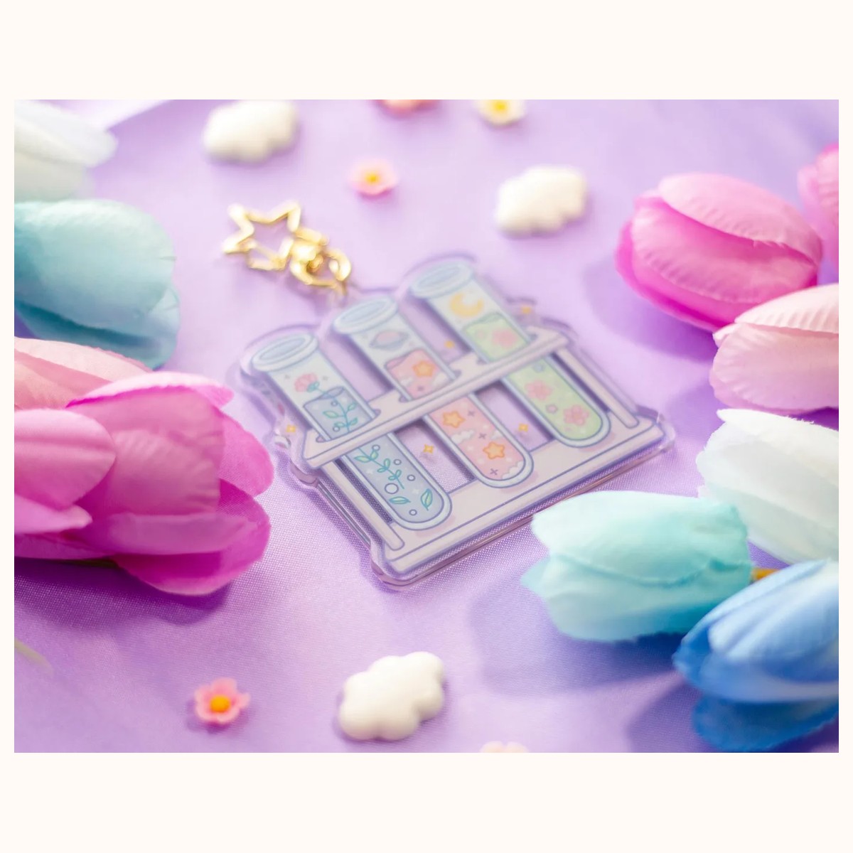 Test Tubes Aesthetic Cute Acrylic Charm Keychain view 3