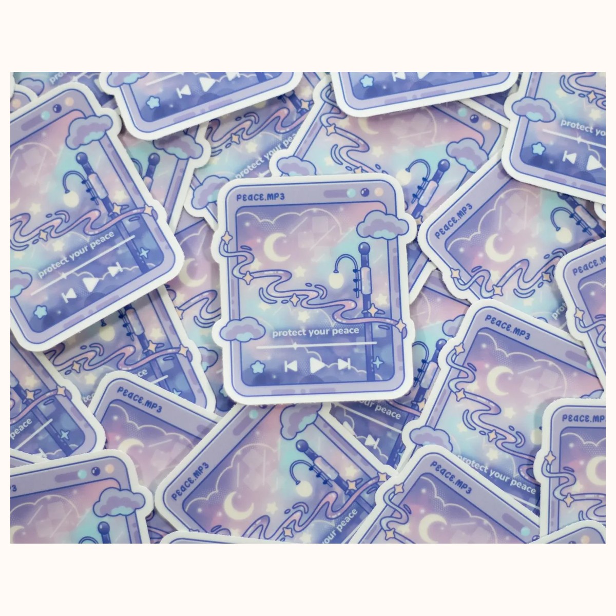 Peace Music Player Cute Aesthetic Vinyl Sticker view 2
