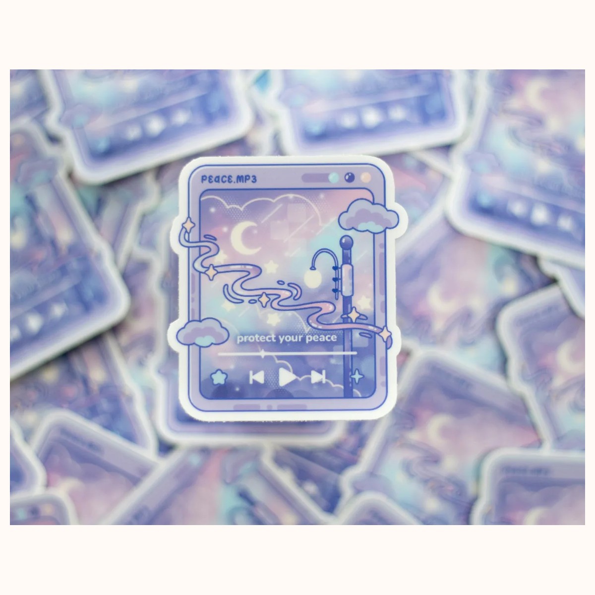Peace Music Player Cute Aesthetic Vinyl Sticker view 3