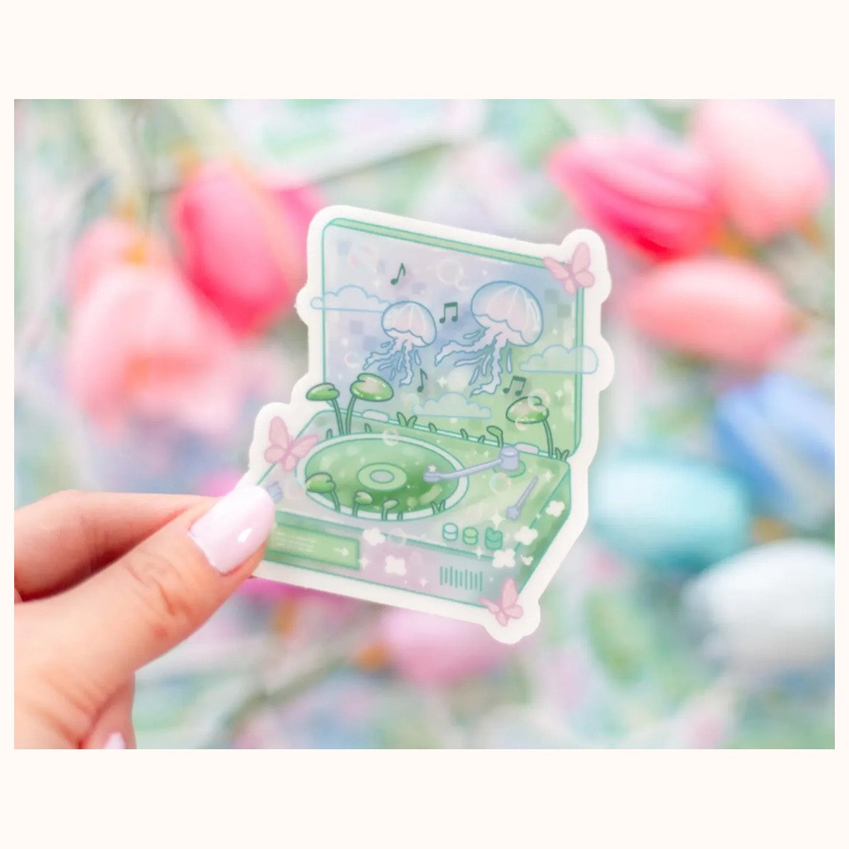 Record Player Vinyl Sticker | Waterproof, Waterbottle, Kawaii Stickers, stickers from Farouk Book Store