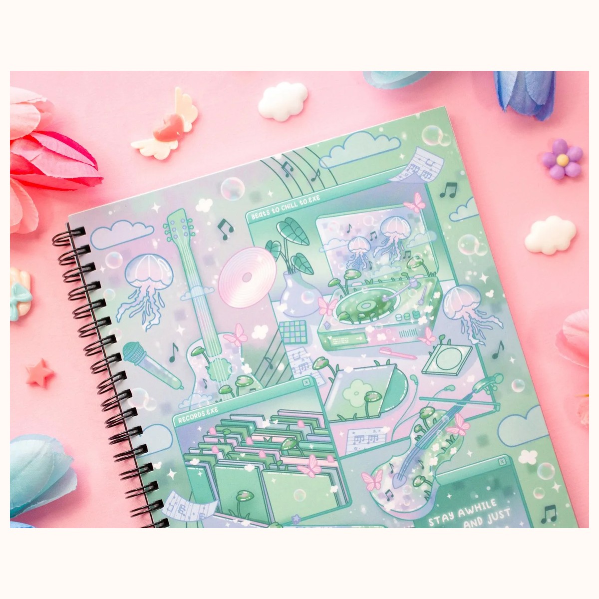 Blooming Records Spiral Lined Notebook (7x9") view 3